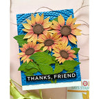 Simon Says Stamp Embossing Folder Circle Braids sf616 Every Happiness Enza Gudor Sunflowers on Blue Card