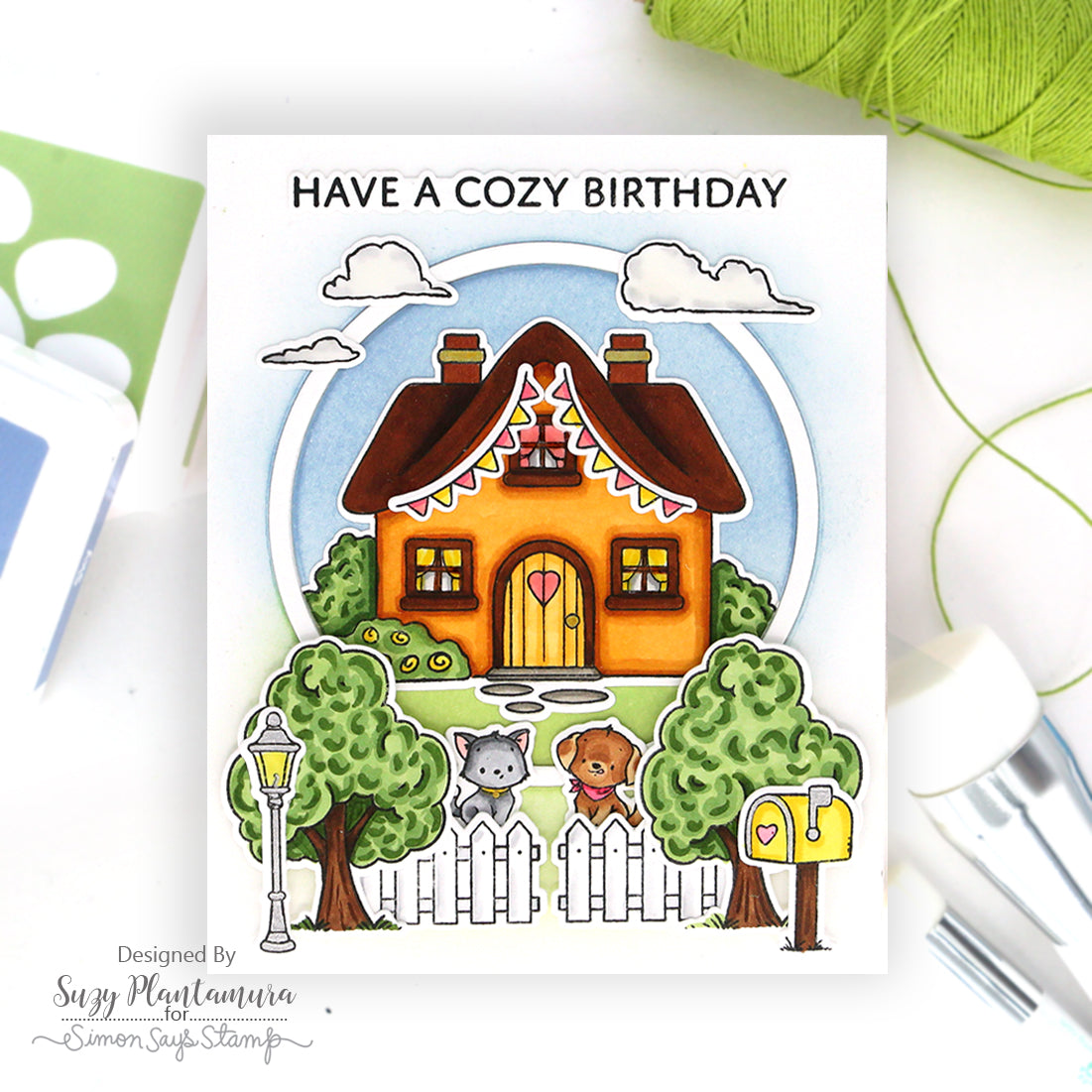 Simon Says Stamp Circle Frames Wafer Dies 1646sd Shine On Suzy Plantamura Cozy Birthday Card