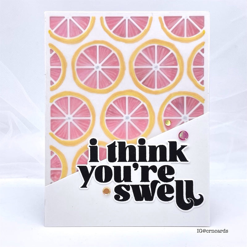 Simon Says Stamp Citrus Slice Background Die s844 Just A Note Friend Card 