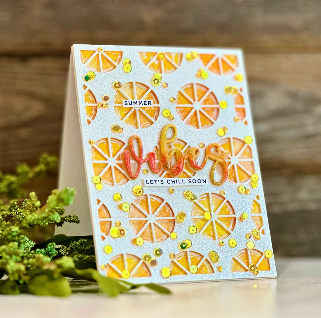 Simon Says Stamp Citrus Slice Background Die s844 Just A Note Summer VIbes Card