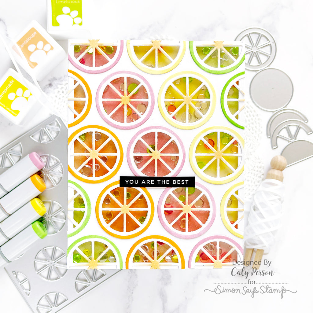 Simon Says Stamp Citrus Slice Background Die s844 Just A Note Friend Card | color-code:ALT07