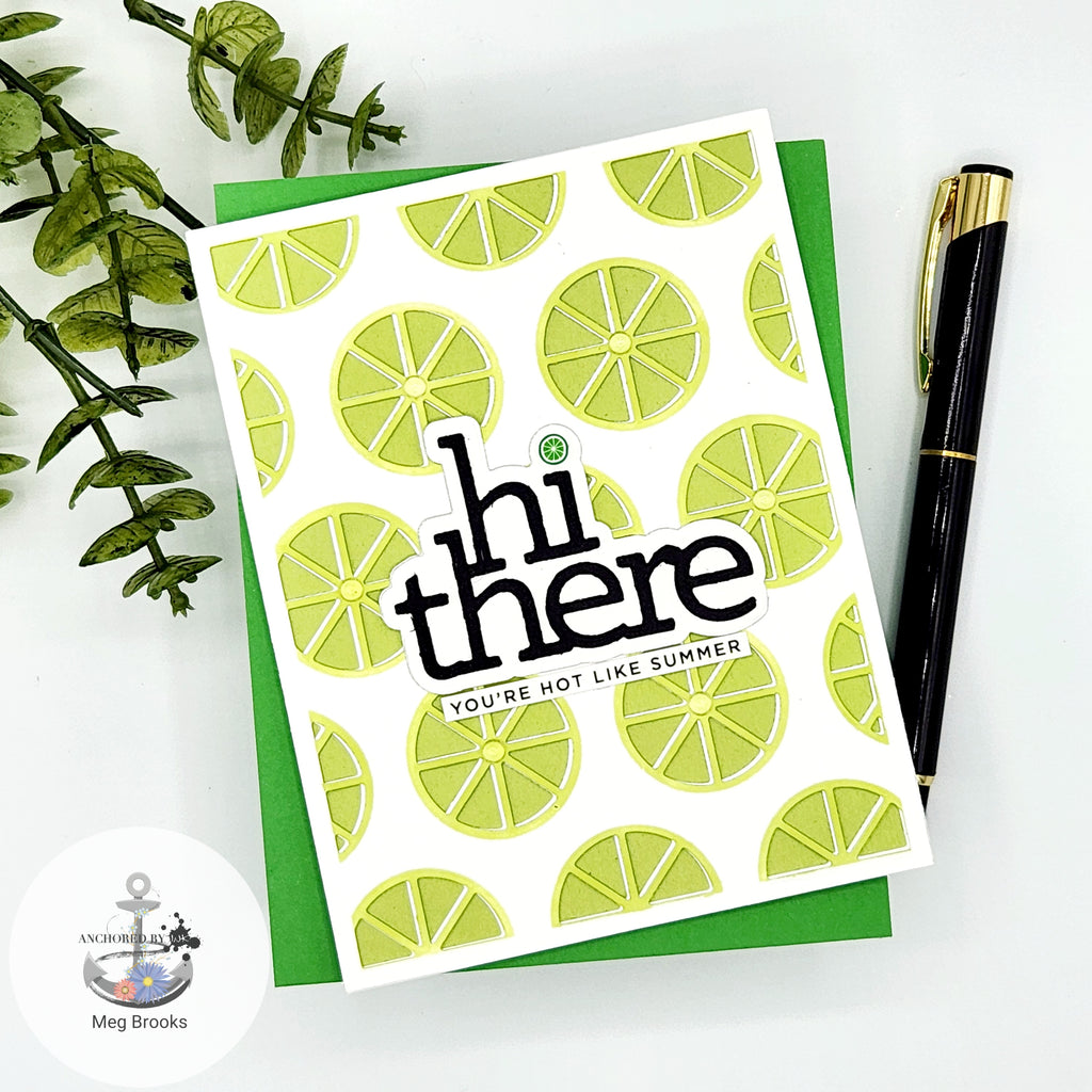 Simon Says Stamp Citrus Slice Background Die s844 Just A Note Hi Card 