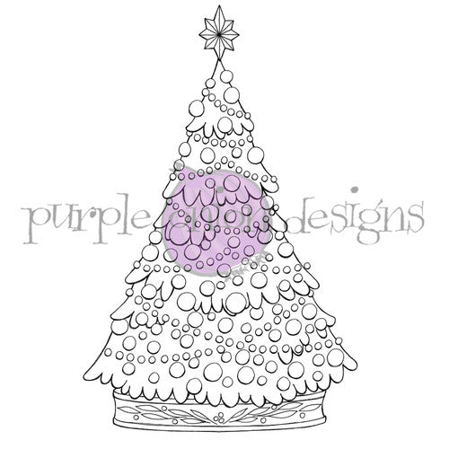 Purple Onion Designs City Christmas Tree Cling Stamp pod1375