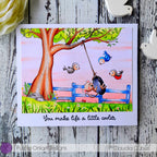Purple Onion Designs Hazel Unmounted Cling Stamp pod1386 Claudia Cubas tire swing card