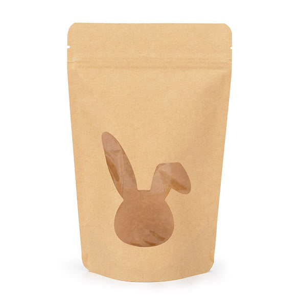 Clear Bags Kraft Rabbit Shaped Window Stand Up Zipper Pouch 10 pack