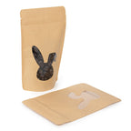 Clear Bags Kraft Rabbit Shaped Window Stand Up Zipper Pouch 10 pack one standing filled and one flat and empty