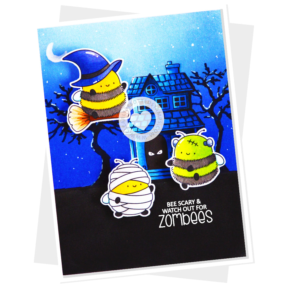 Clearly Besotted Bee Afraid Clear Stamps blue