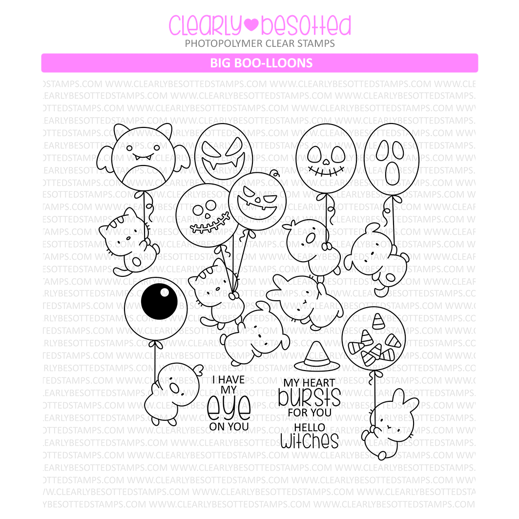 Clearly Besotted Big Boo-lloons Clear Stamps