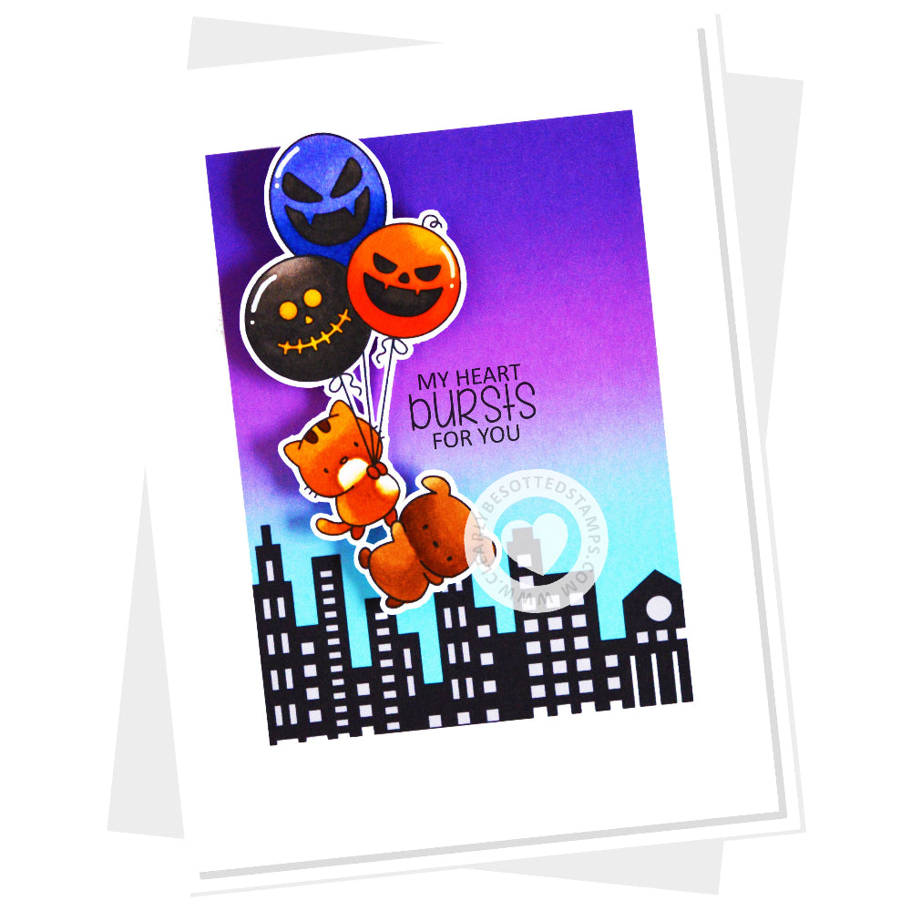Clearly Besotted Big Boo-lloons Clear Stamps buildings