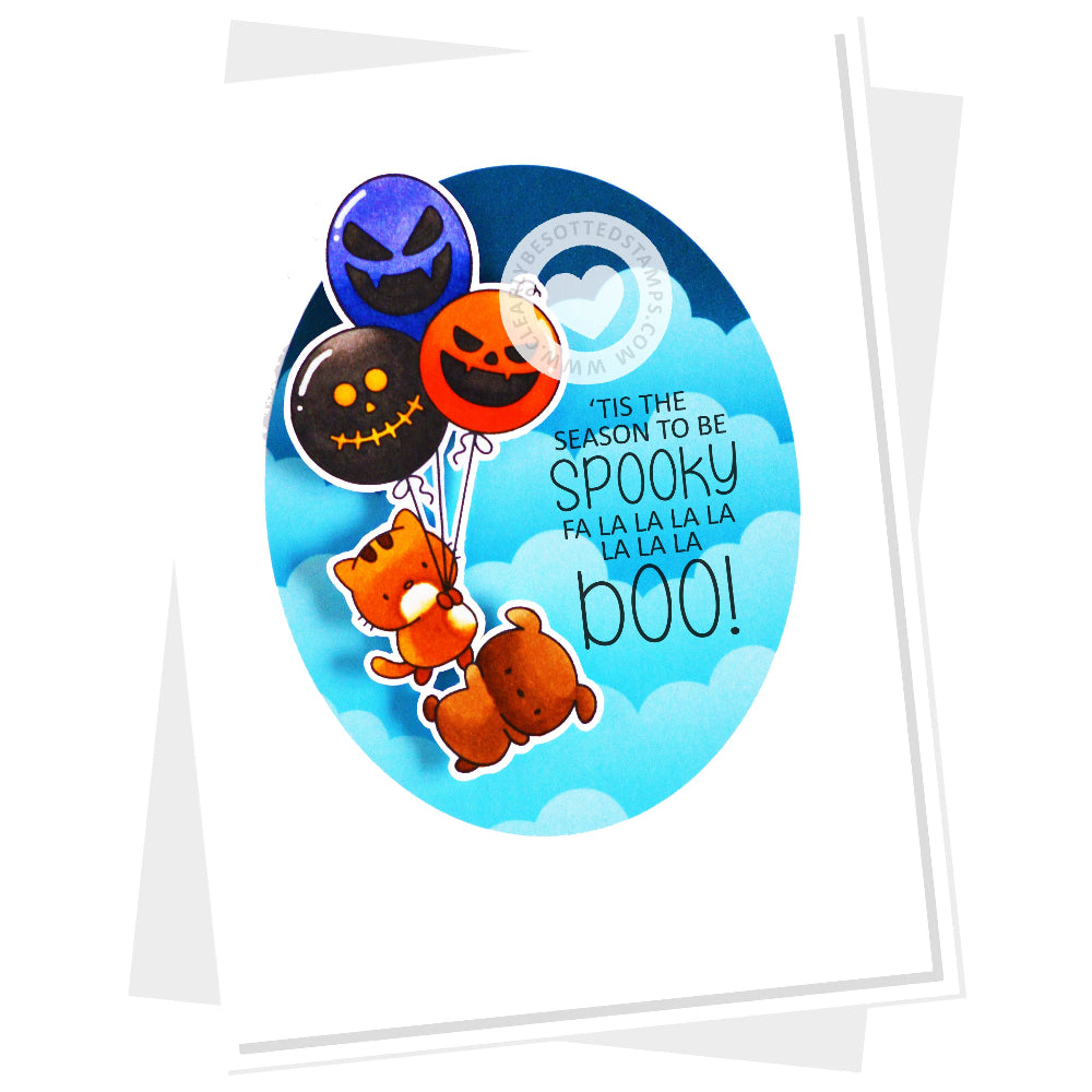 Clearly Besotted Big Boo-lloons Clear Stamps scary faces