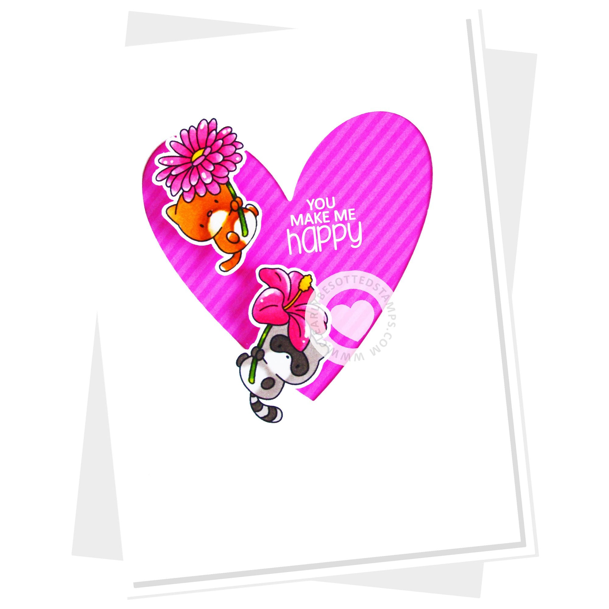Clearly Besotted Bitty Blooms Clear Stamps pink heart