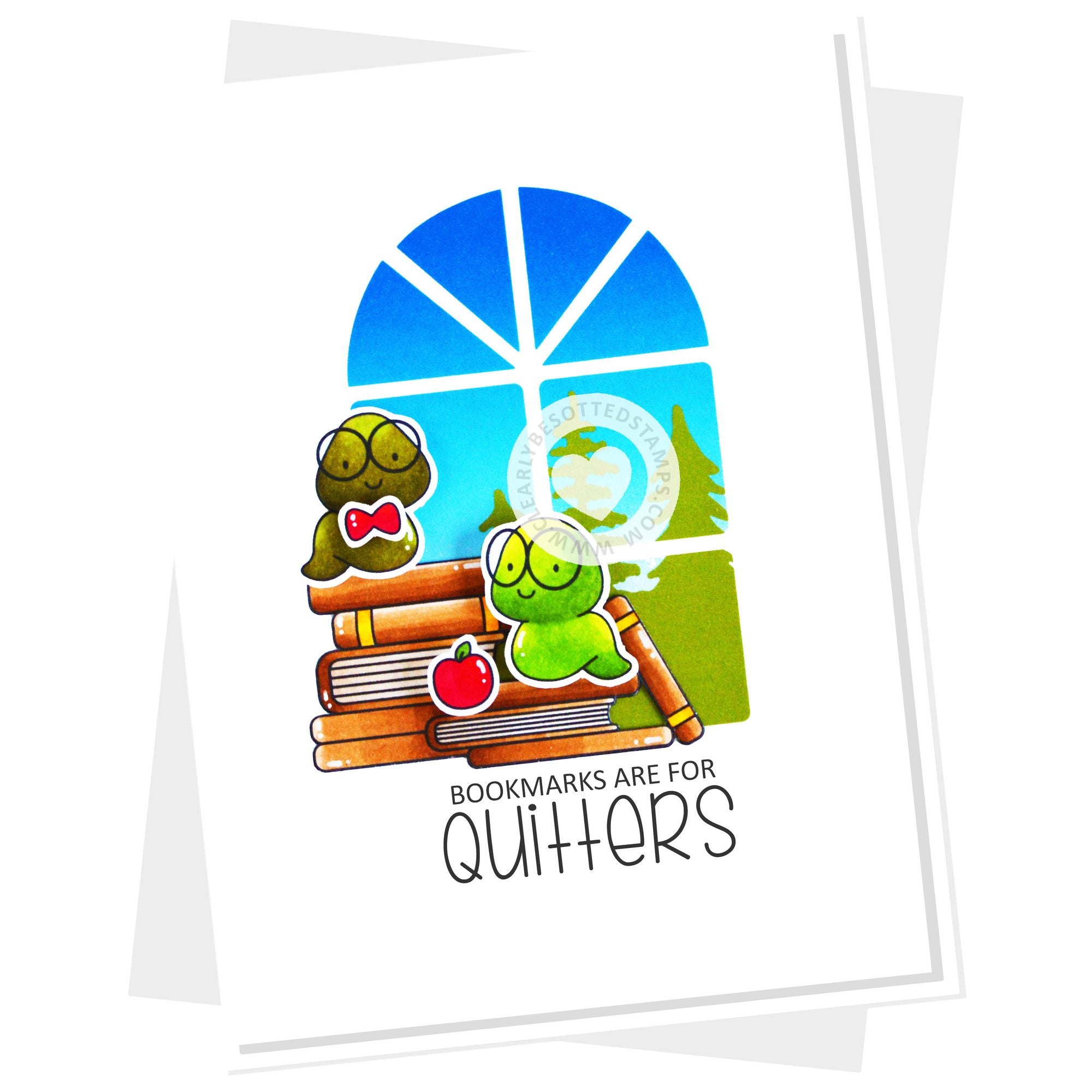 Clearly Besotted Bitty Bookworm Clear Stamp Set apple
