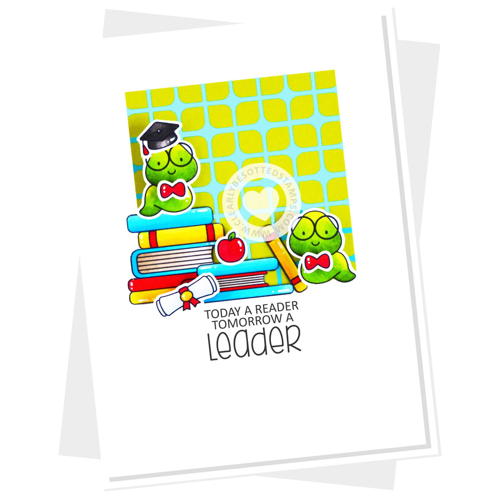 Clearly Besotted Bitty Bookworm Clear Stamp Set diploma