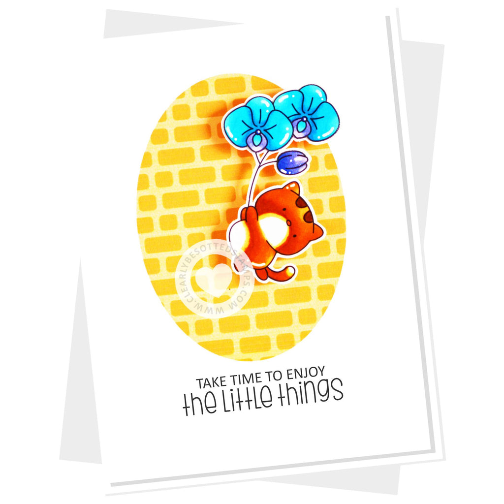 Clearly Besotted Bitty Brickwork Stencil enjoy the little things card