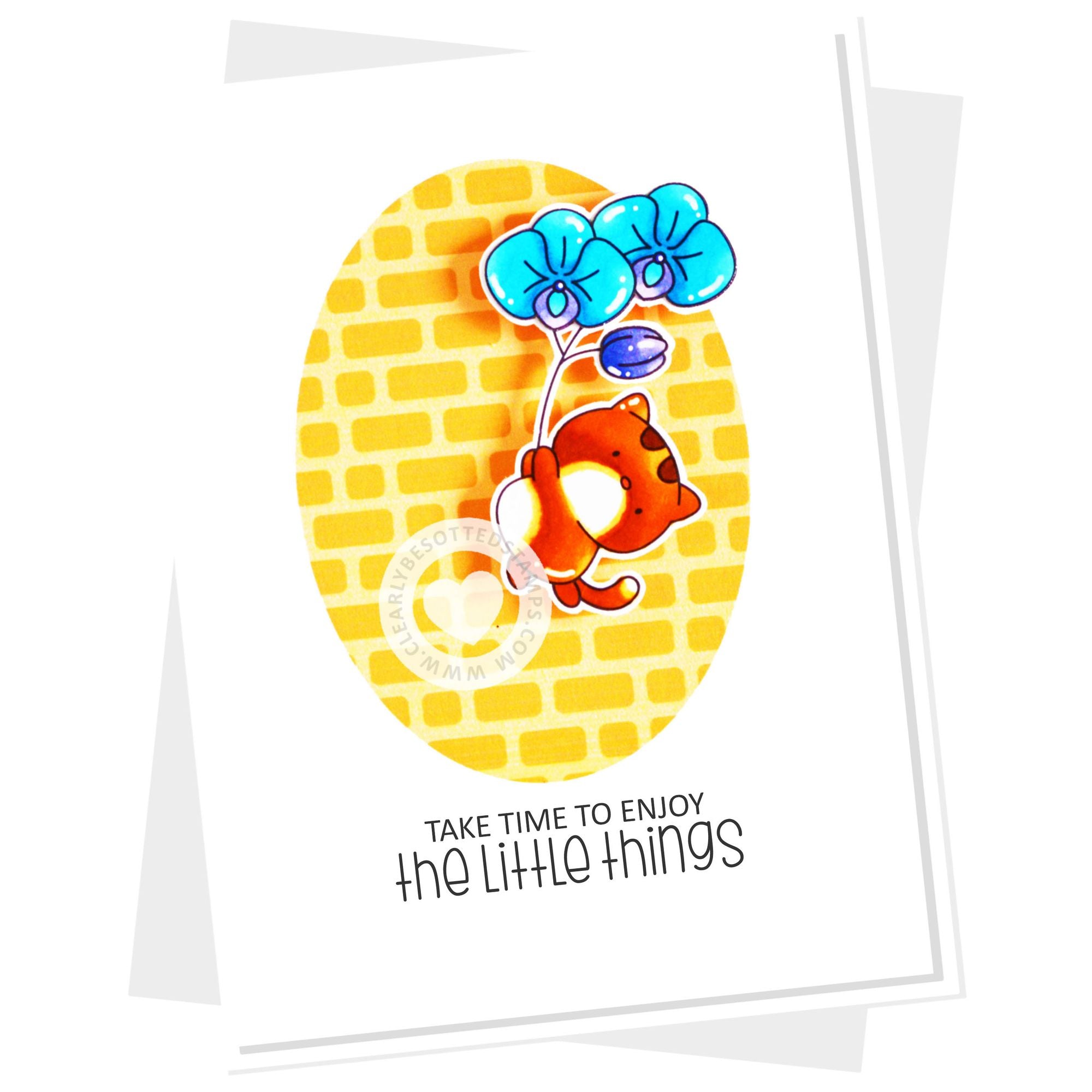 Clearly Besotted Bitty Brickwork Stencil enjoy the little things card