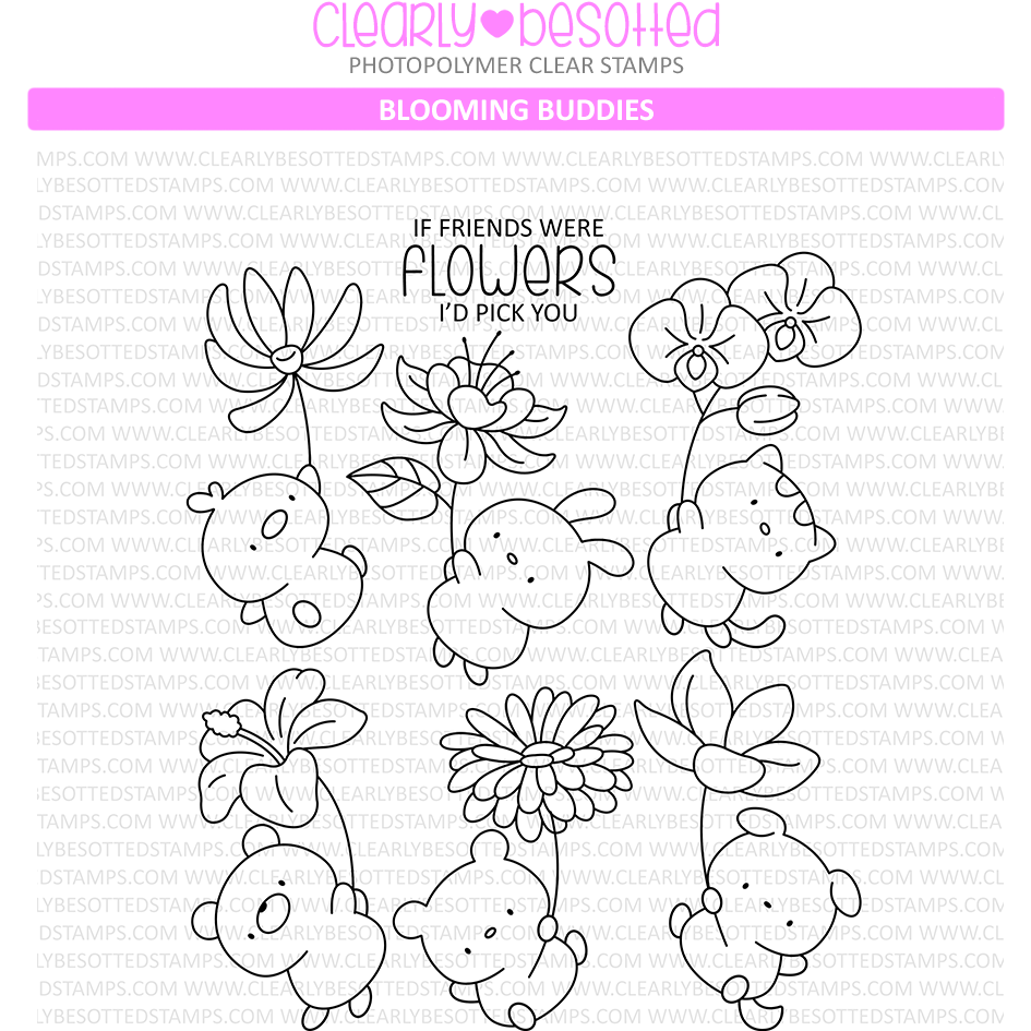 Clearly Besotted Blooming Buddies Clear Stamps