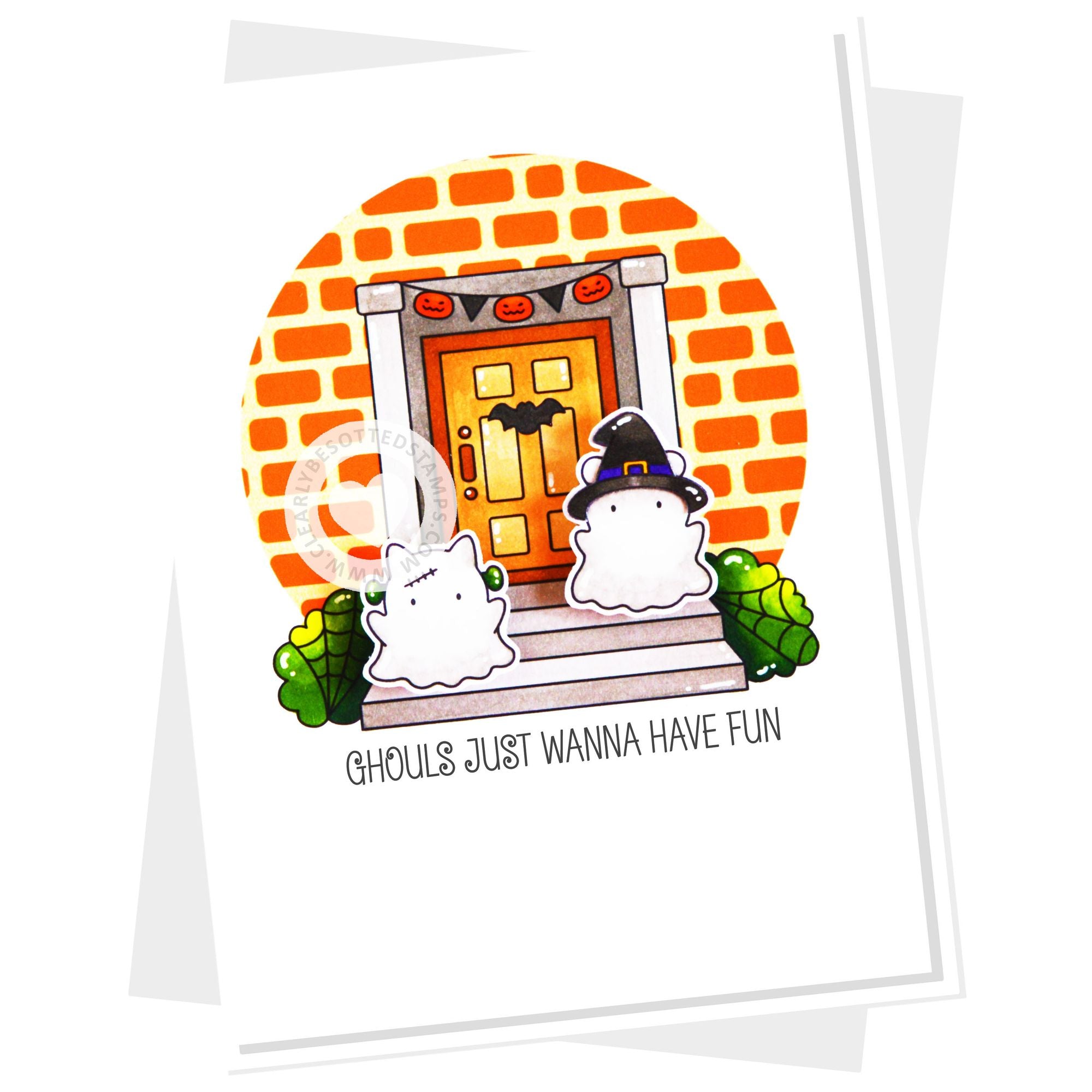 Clearly Besotted Bootiful Besties Clear Stamps brick wall card