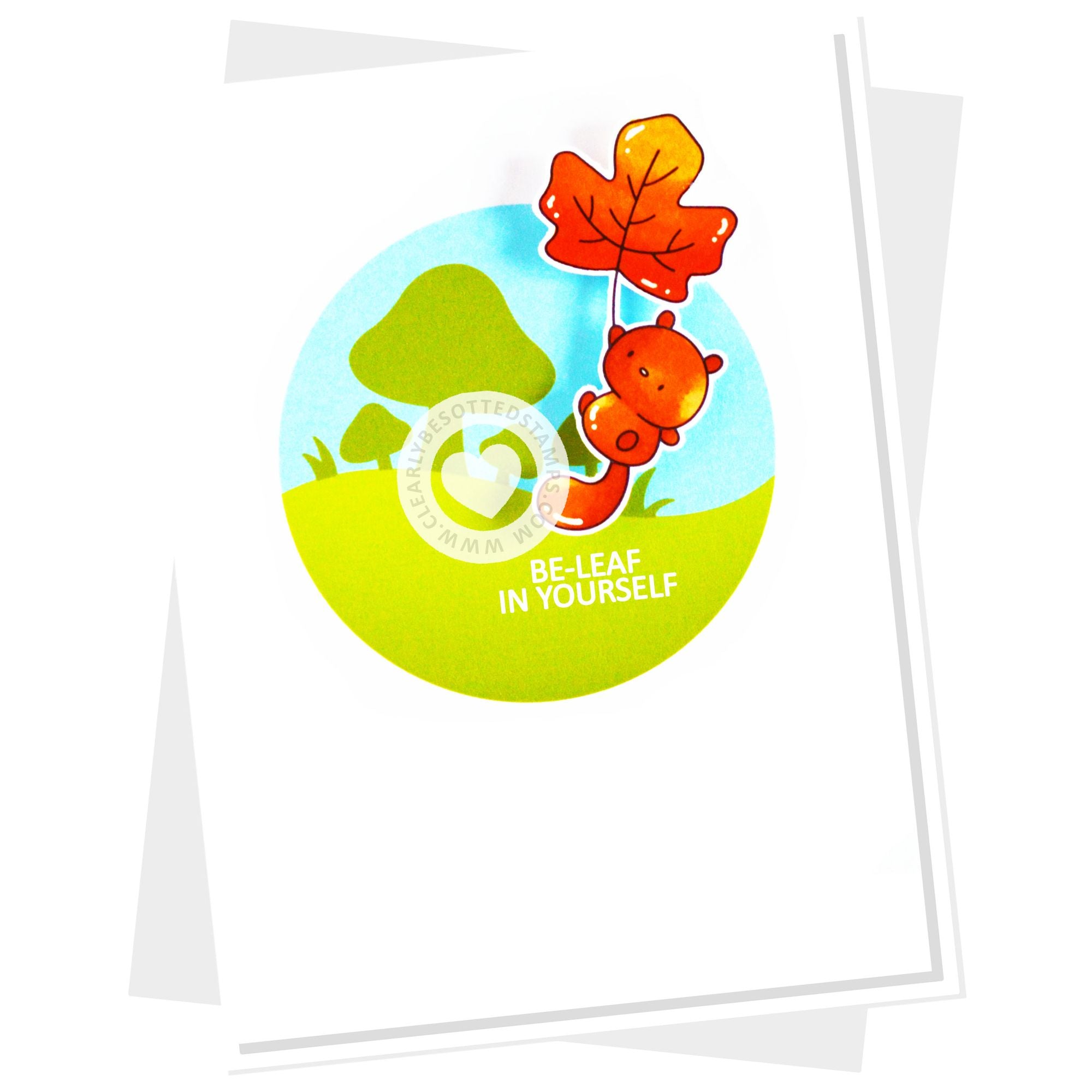 Clearly Besotted Build Around It Additions Stencil green mushroom card