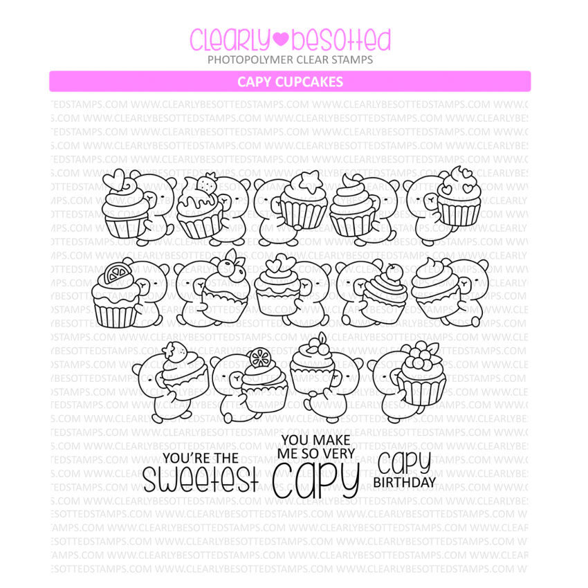 Clearly Besotted Capy Cupcakes Clear Stamps