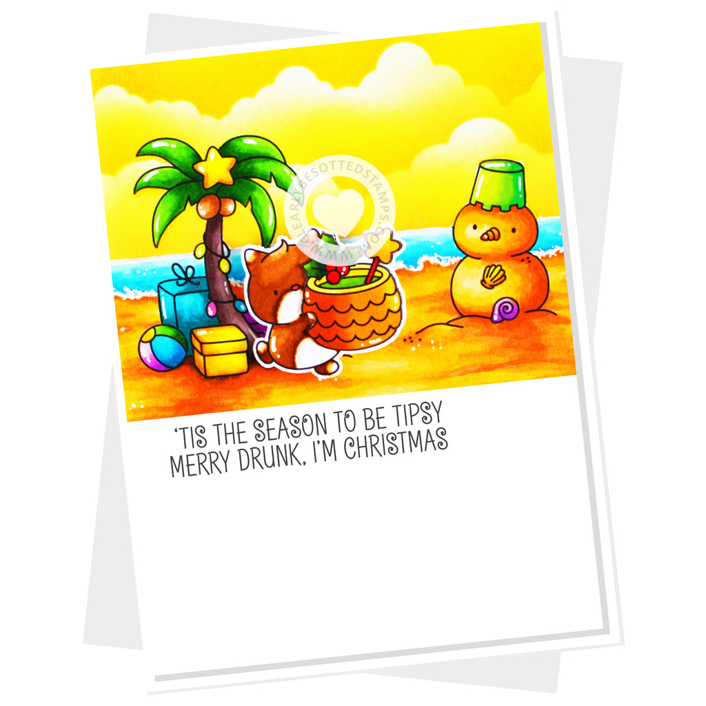 Clearly Besotted Christmas Cheer Clear Stamps beach snowman card