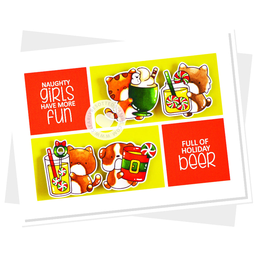 Clearly Besotted Christmas Cheer Clear Stamps full of holiday beer card