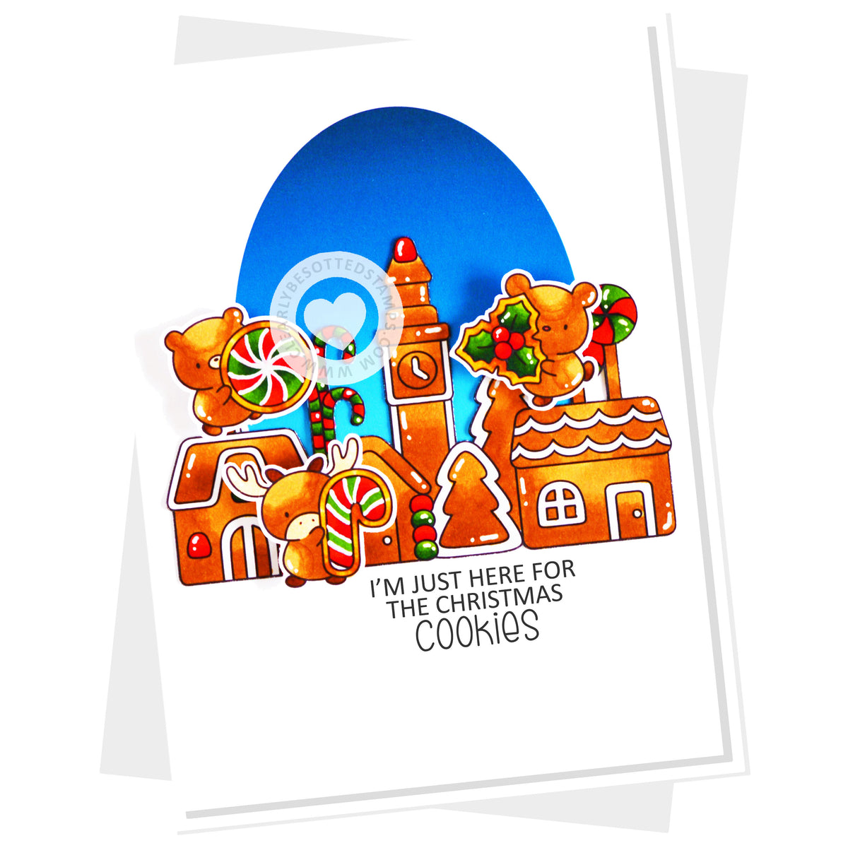 Clearly Besotted Christmas Cookies Clear Stamps gingerbread town card