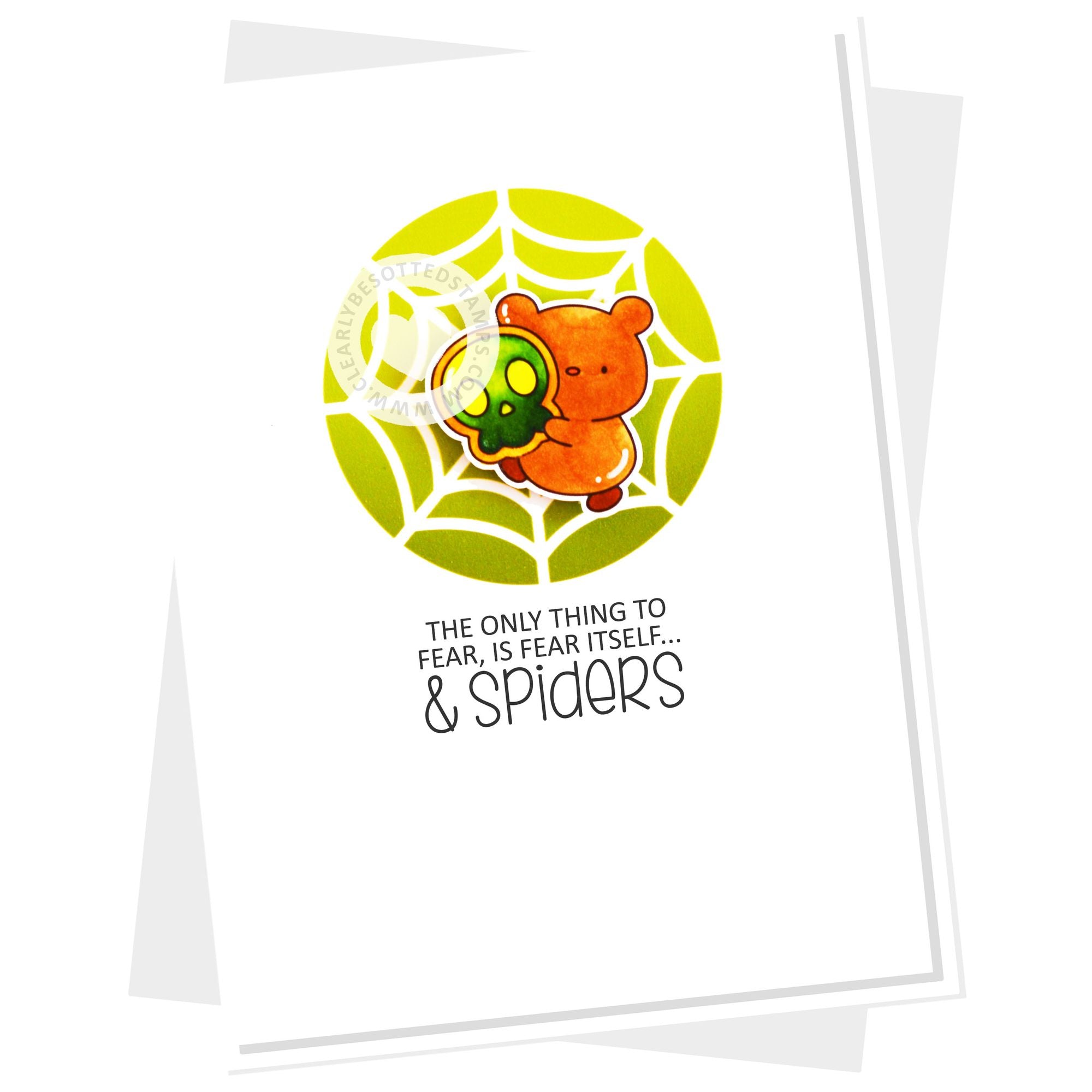 Clearly Besotted Creepy Cookies Clear Stamps green spider web card