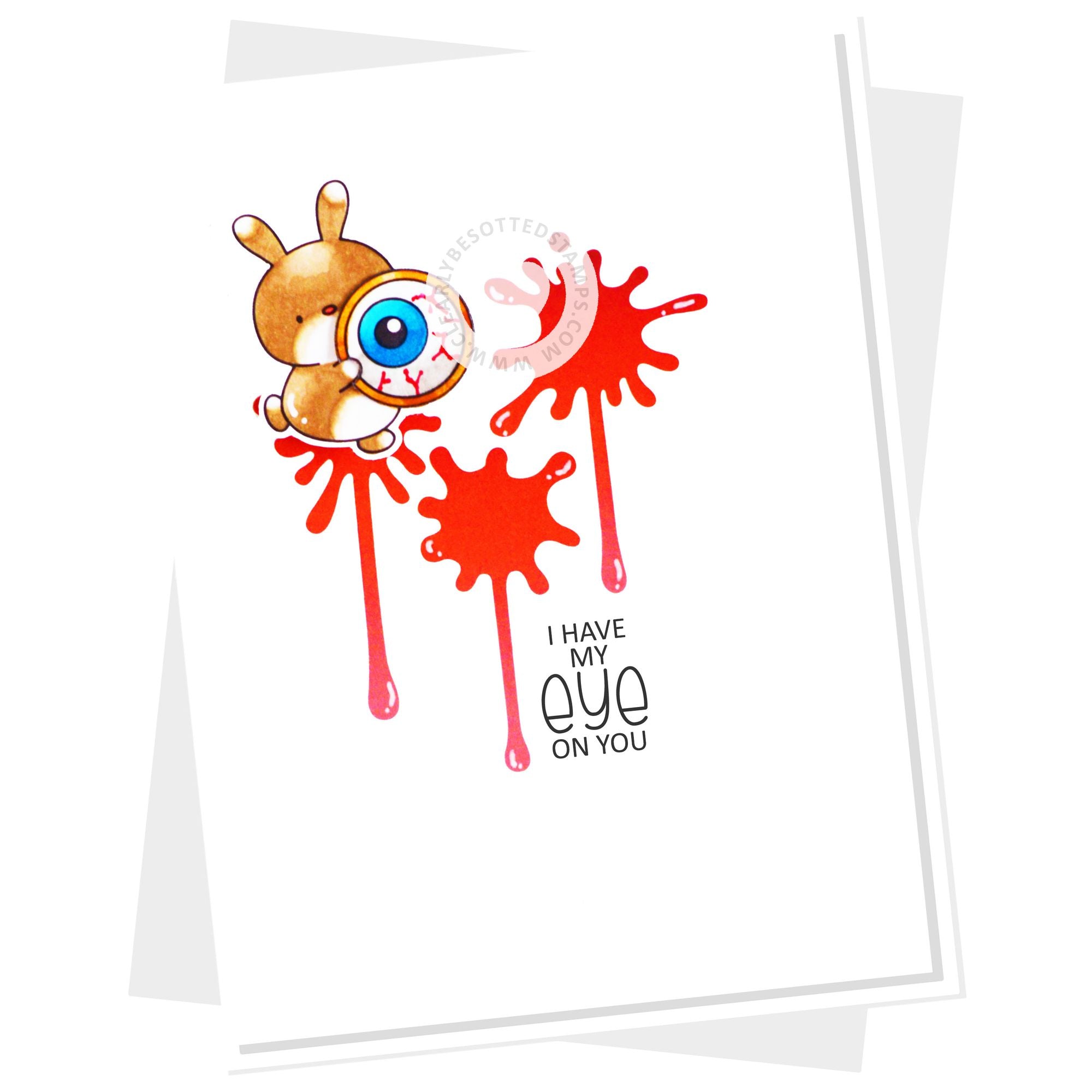 Clearly Besotted Creepy Cookies Clear Stamps i have my eye on you card