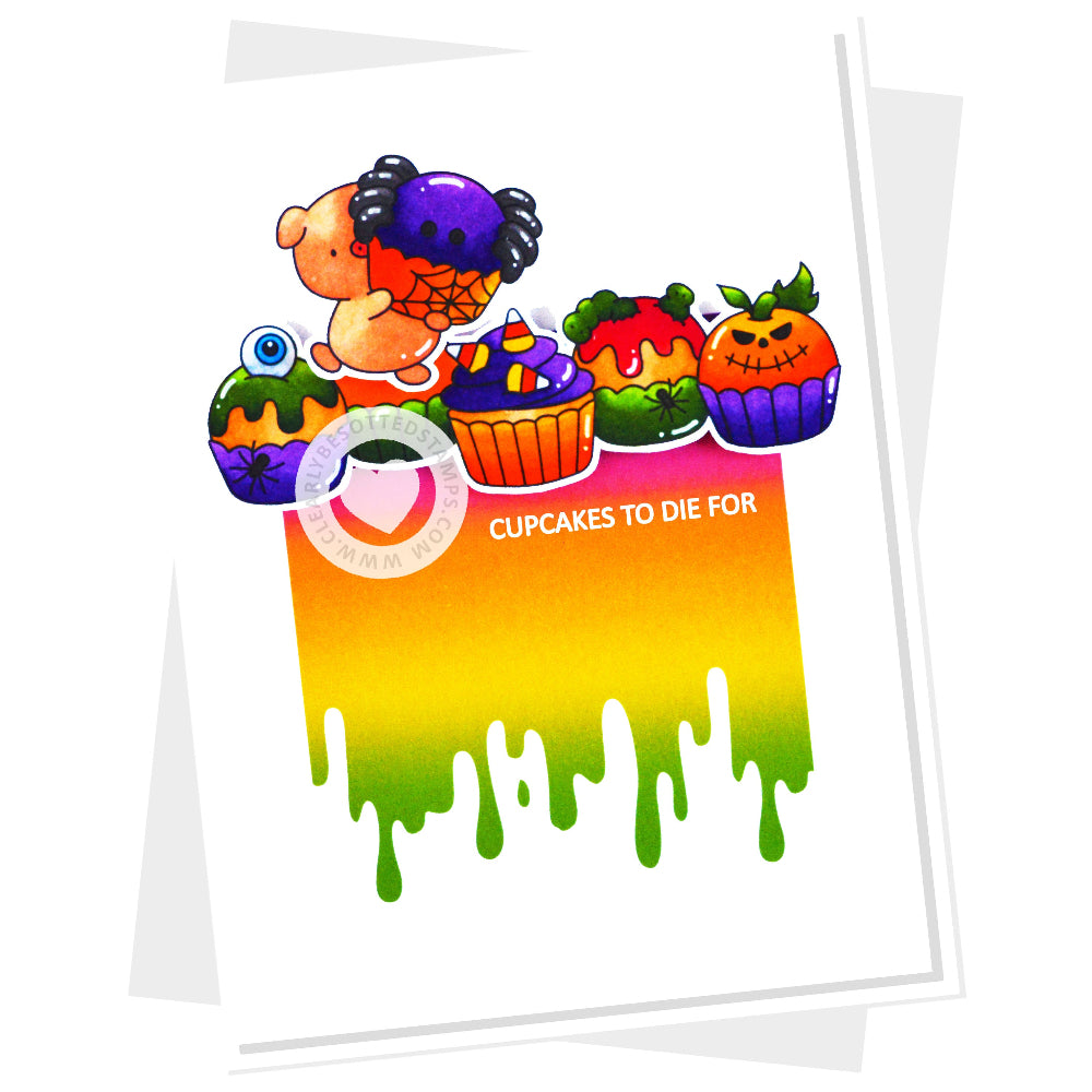Clearly Besotted Creepy Cupcakes Clear Stamps candy corn