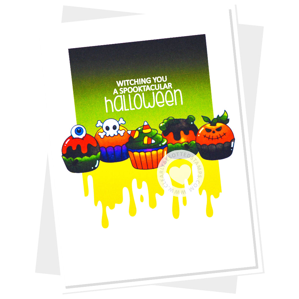 Clearly Besotted Creepy Cupcakes Clear Stamps halloween