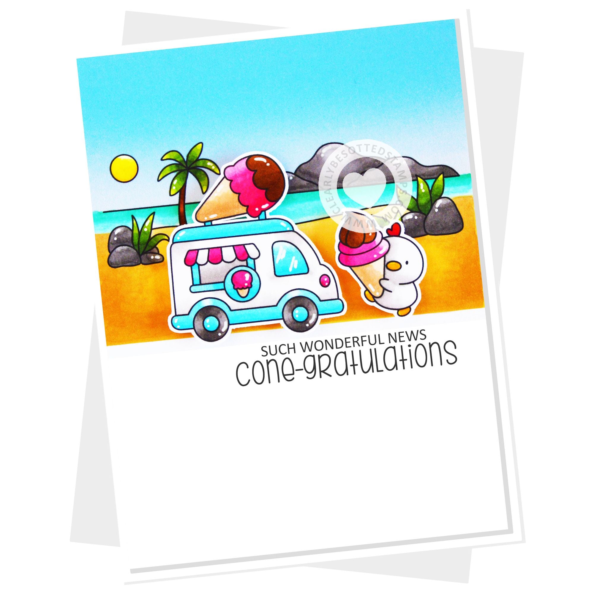 Clearly Besotted Cute Cone-gratulations Clear Stamps ice cream truck