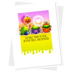 Clearly Besotted Drip It Like It's Hot Stencil green monsters card