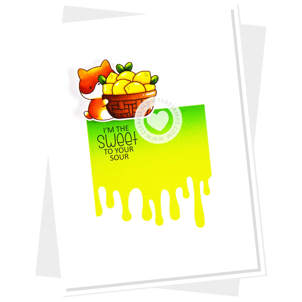 Clearly Besotted Drip It Like It's Hot Stencil lemon card