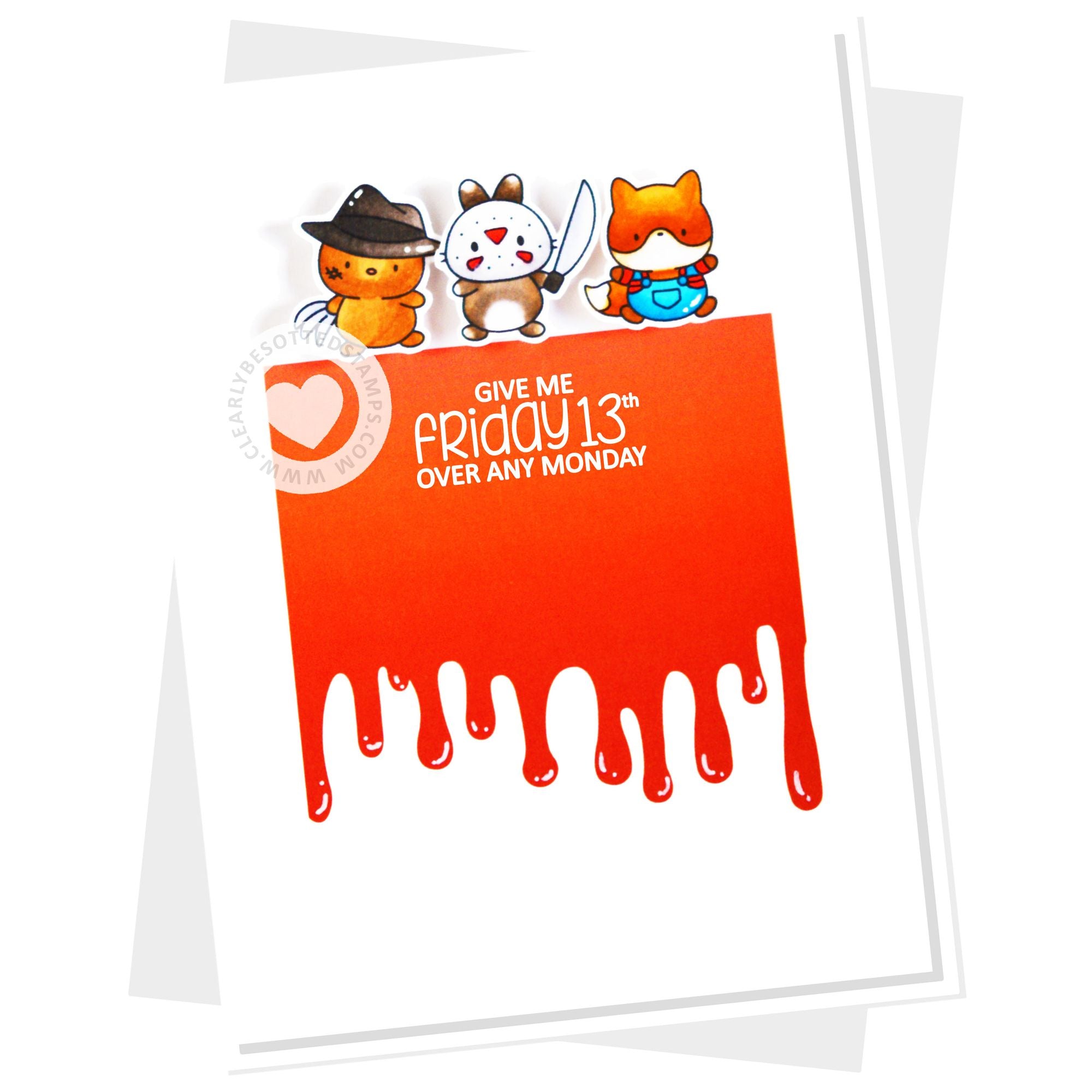 Clearly Besotted Drip It Like It's Hot Stencil movie monsters card