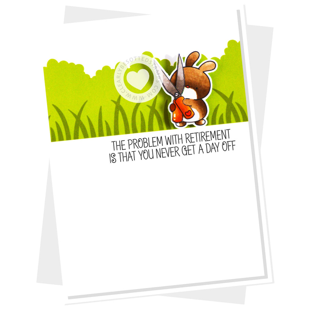 Clearly Besotted Green Grass Stencil retirement card