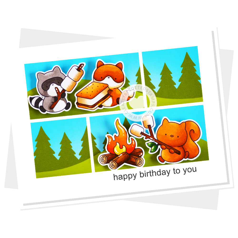 Clearly Besotted Happy Campers Clear Stamps happy birthday