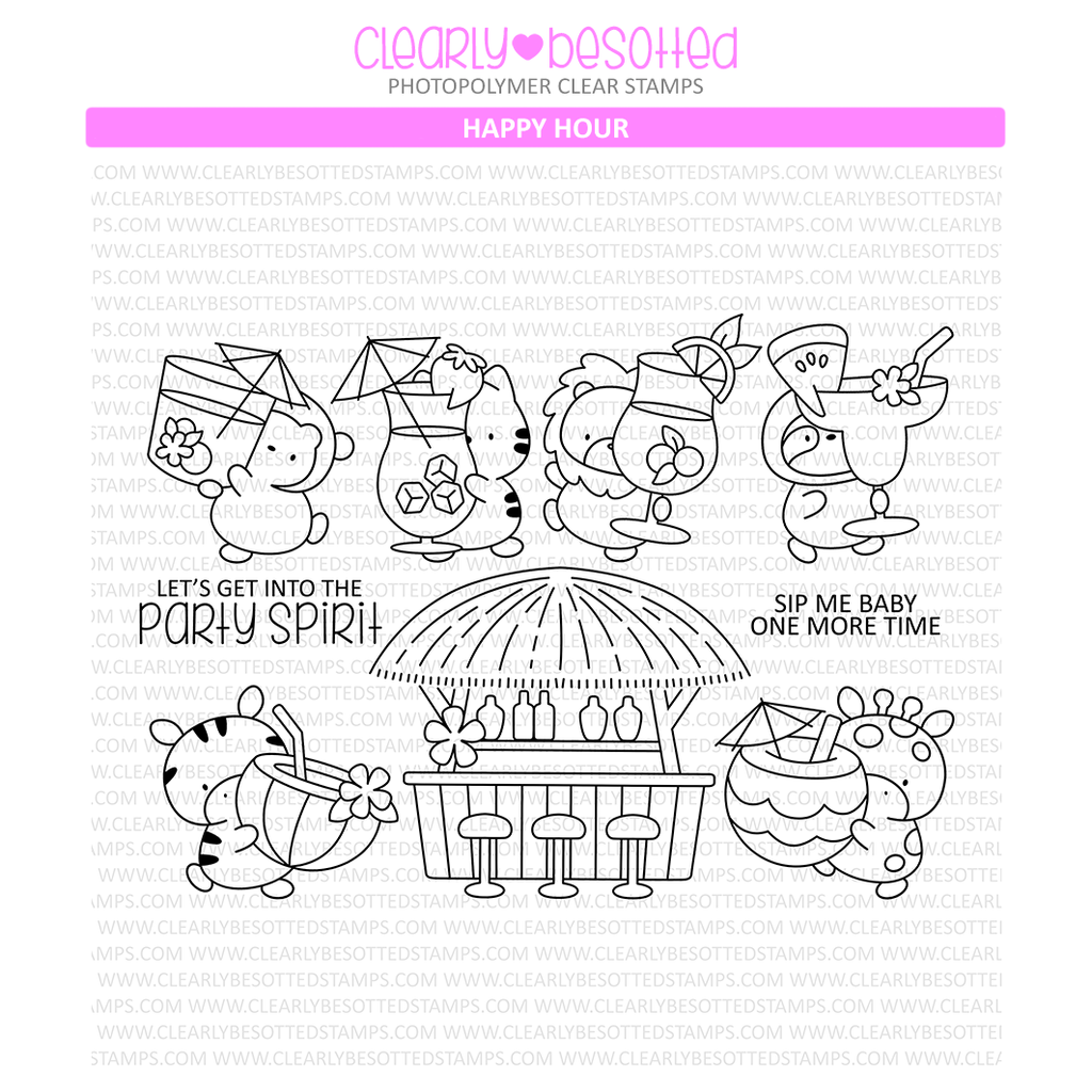Clearly Besotted Happy Hour Clear Stamps