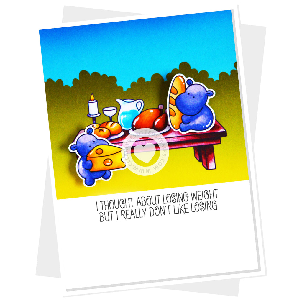 Clearly Besotted Laugh Out Loud Food Clear Stamps hippos