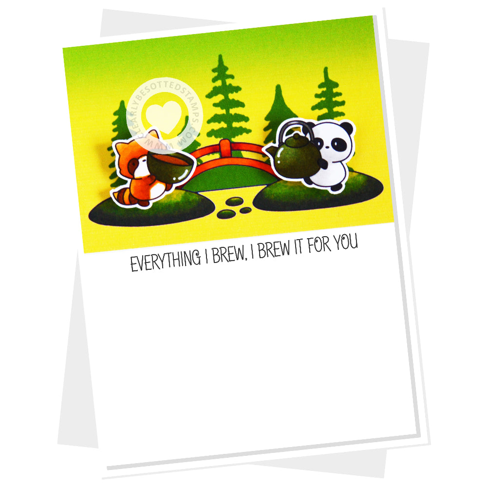 Clearly Besotted Laugh Out Loud Tea Clear Stamps red bridge