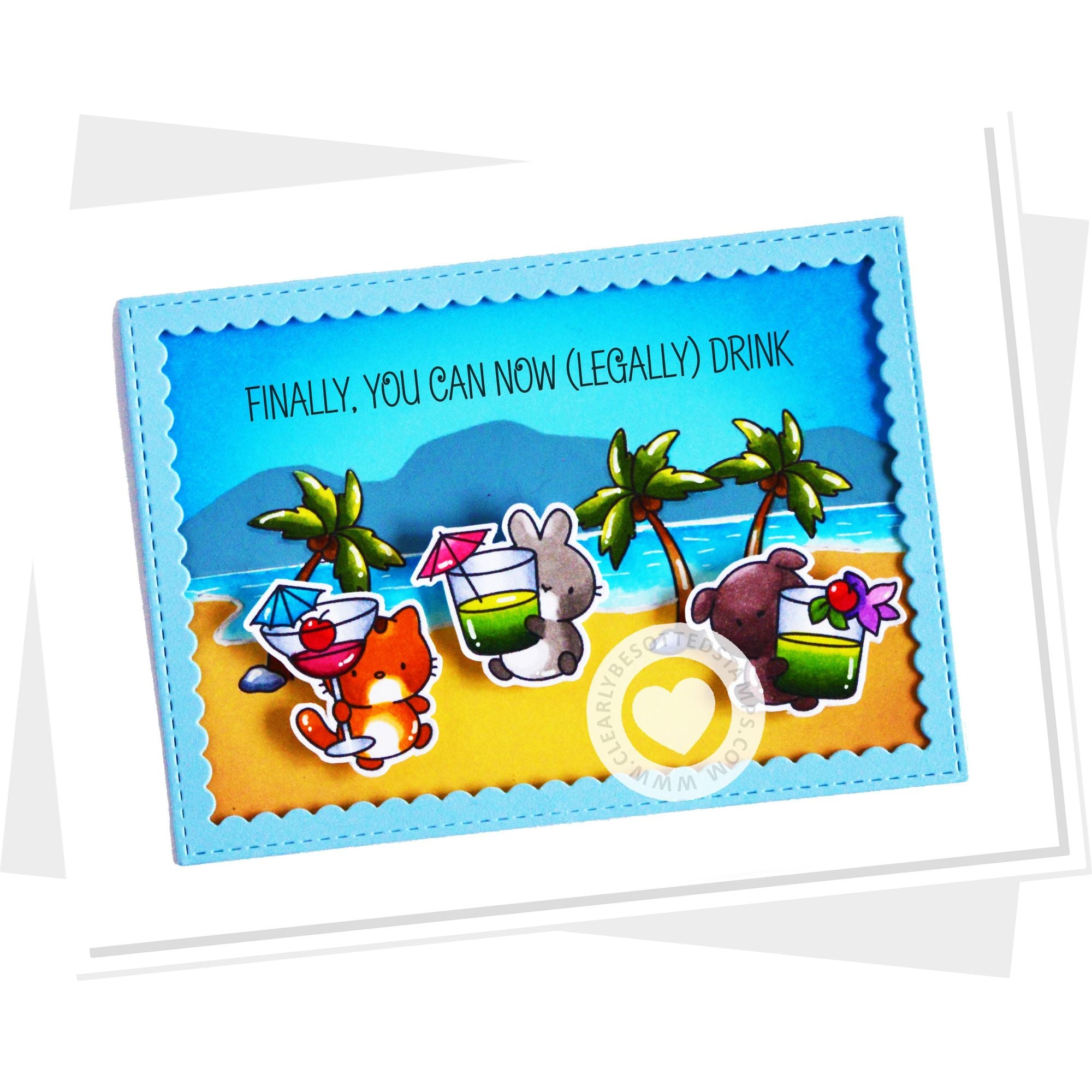 Clearly Besotted Laugh Out Loud Tipsy Clear Stamps drinks