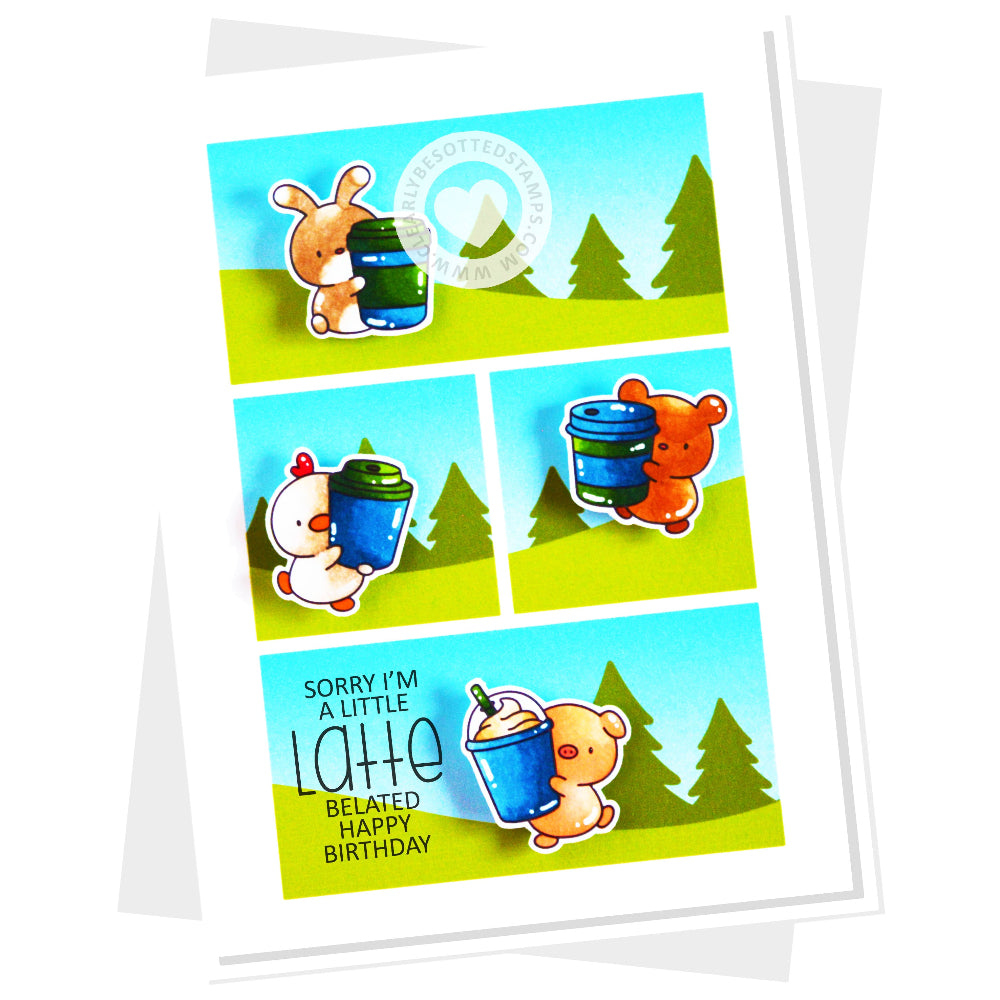 Clearly Besotted Little Latte Clear Stamps belated birthday card
