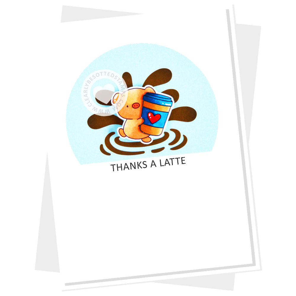 Clearly Besotted Make a Splash Stencil pig with coffee