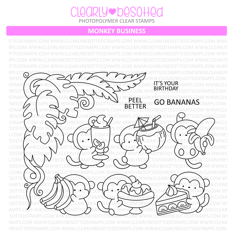 Clearly Besotted Monkey Business Clear Stamps