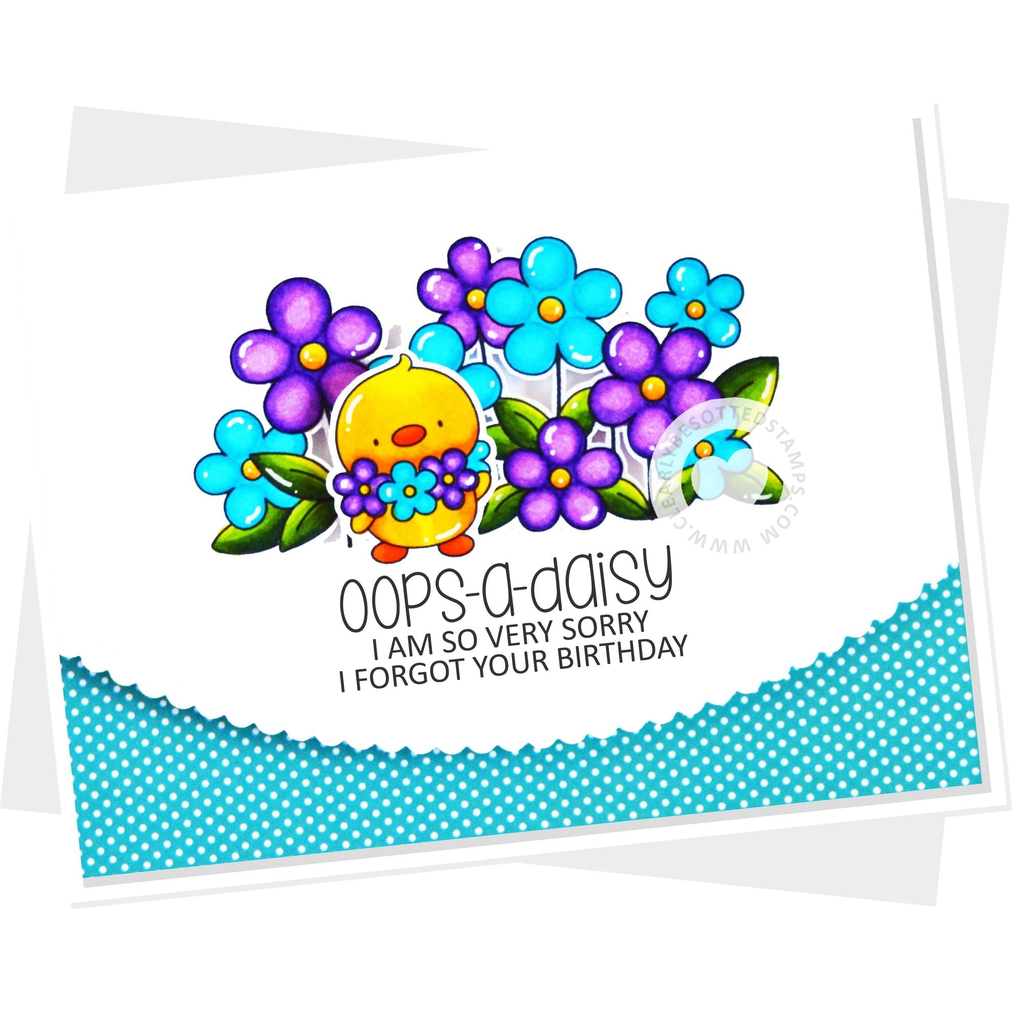 Clearly Besotted Oops A Daisy Clear Stamps purple daisy