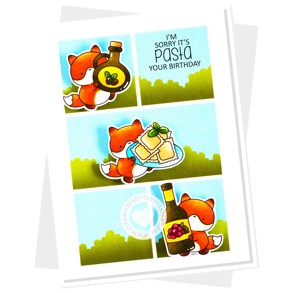 Clearly Besotted Pasta Pals Clear Stamps happy birthday
