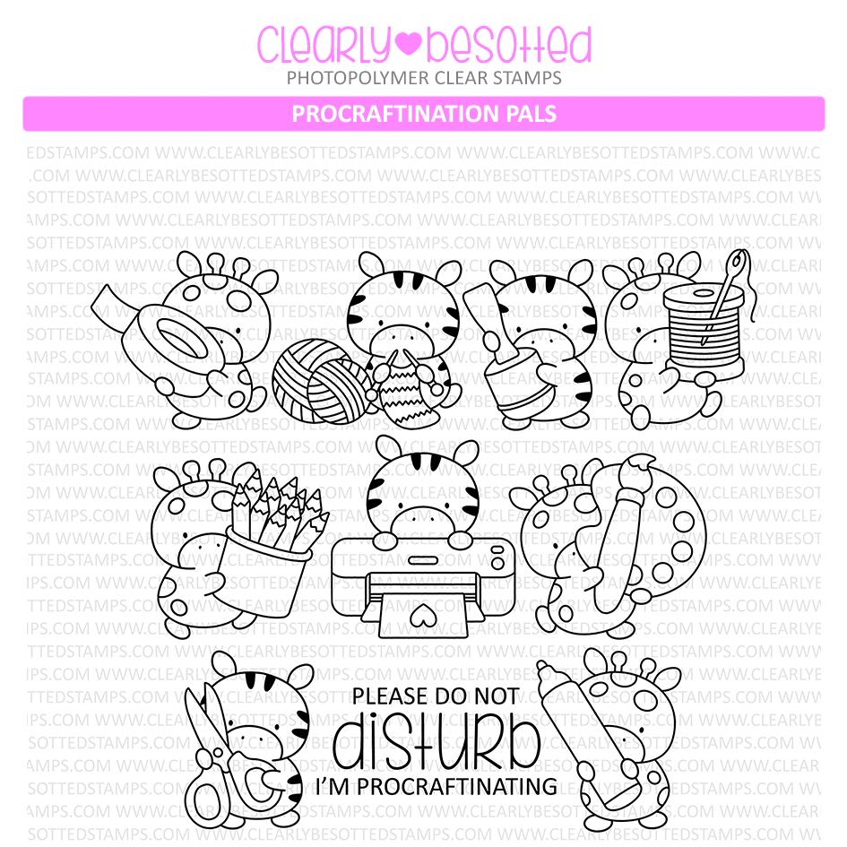 Clearly Besotted Procraftination Pals Clear Stamps