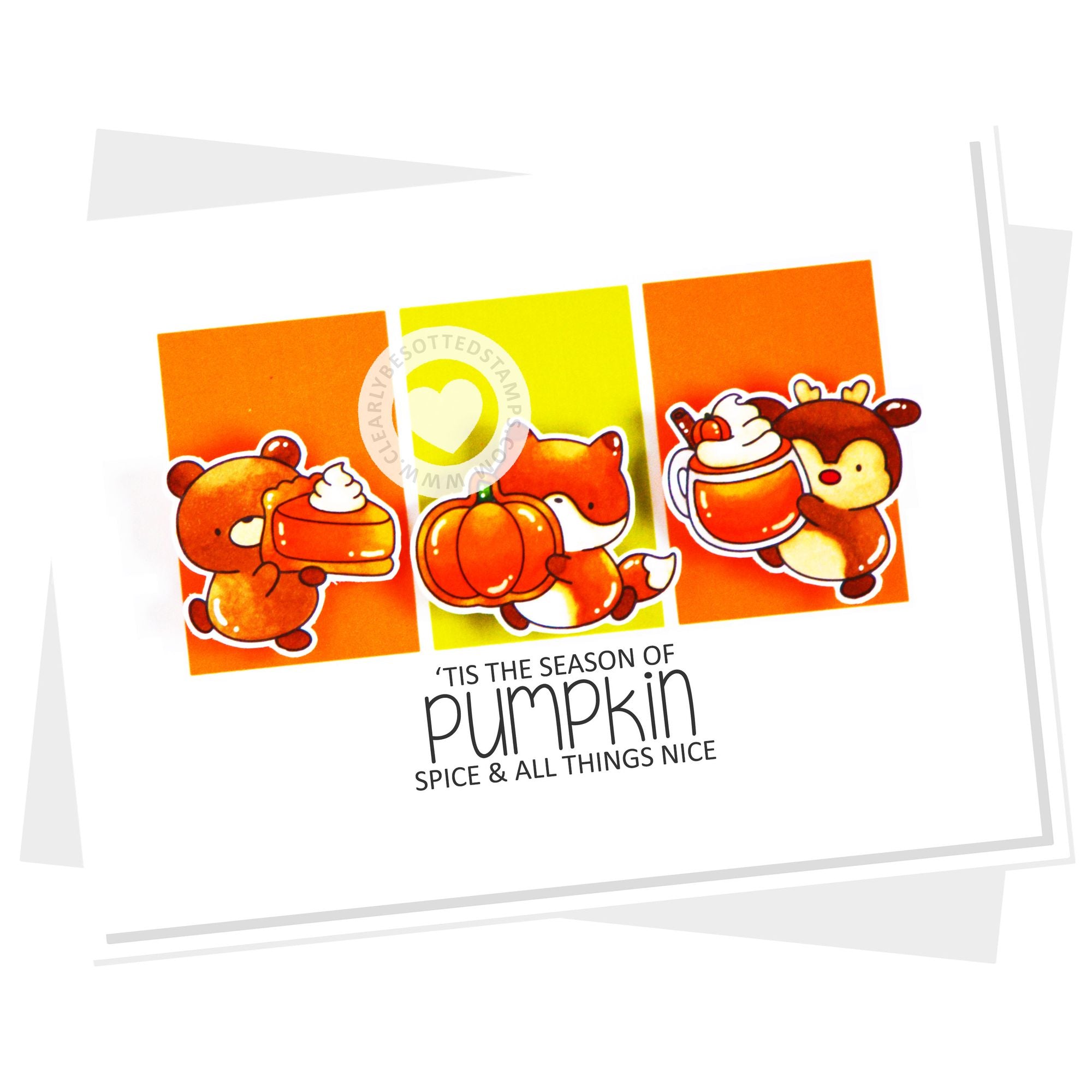 Clearly Besotted Pumpkin Spice Clear Stamps cute critters card