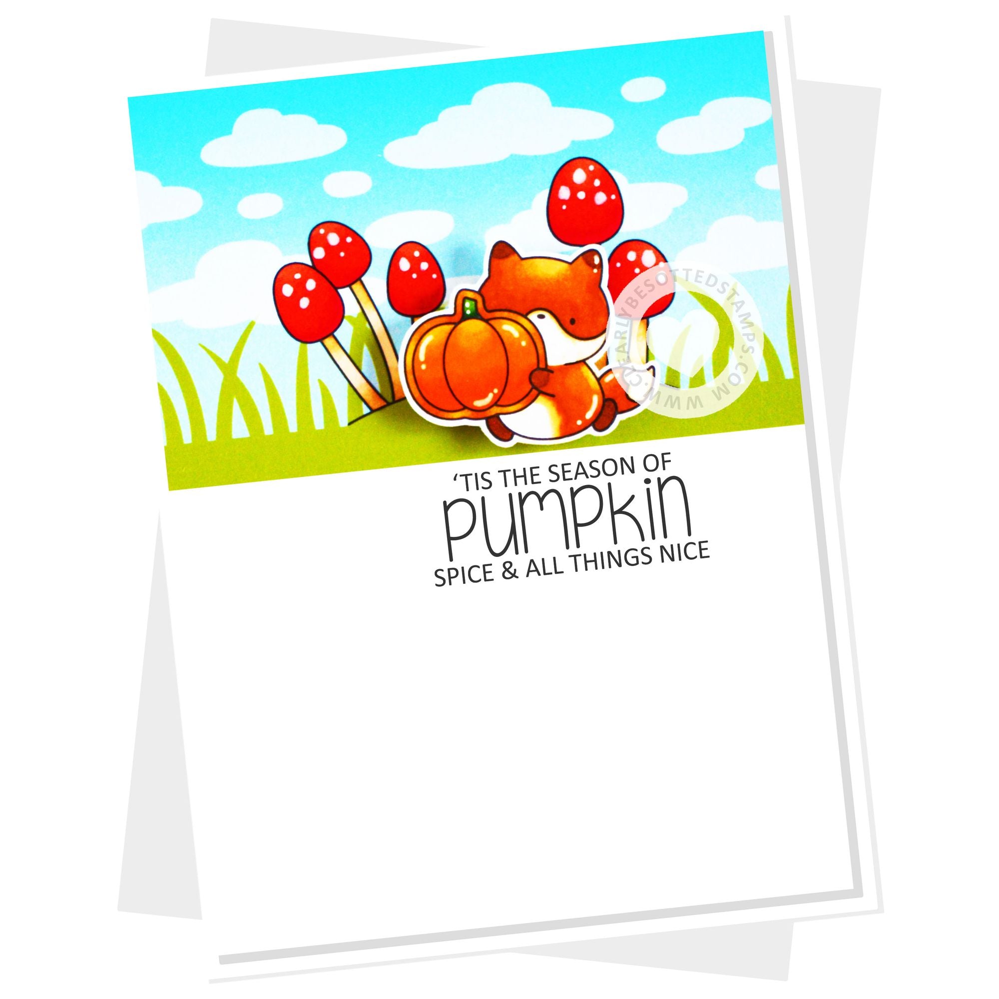 Clearly Besotted Pumpkin Spice Clear Stamps fluffy clouds card