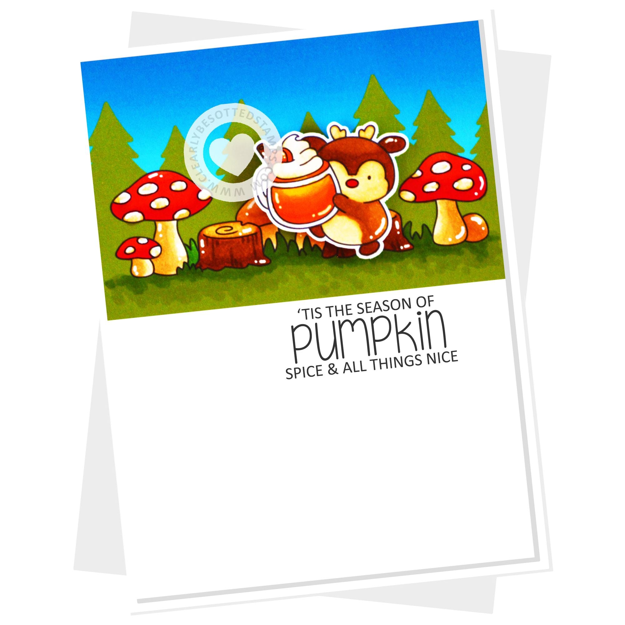 Clearly Besotted Pumpkin Spice Clear Stamps mushrooms forest card