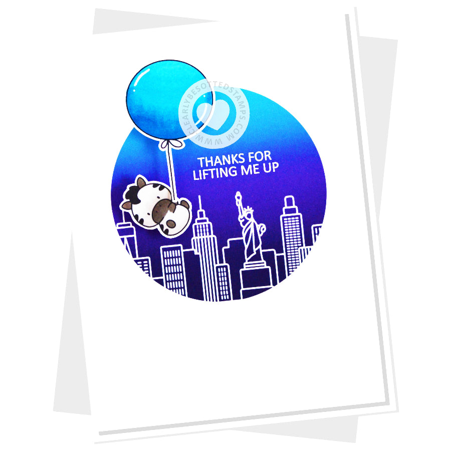 Clearly Besotted Rise Above It Clear Stamps blue balloon